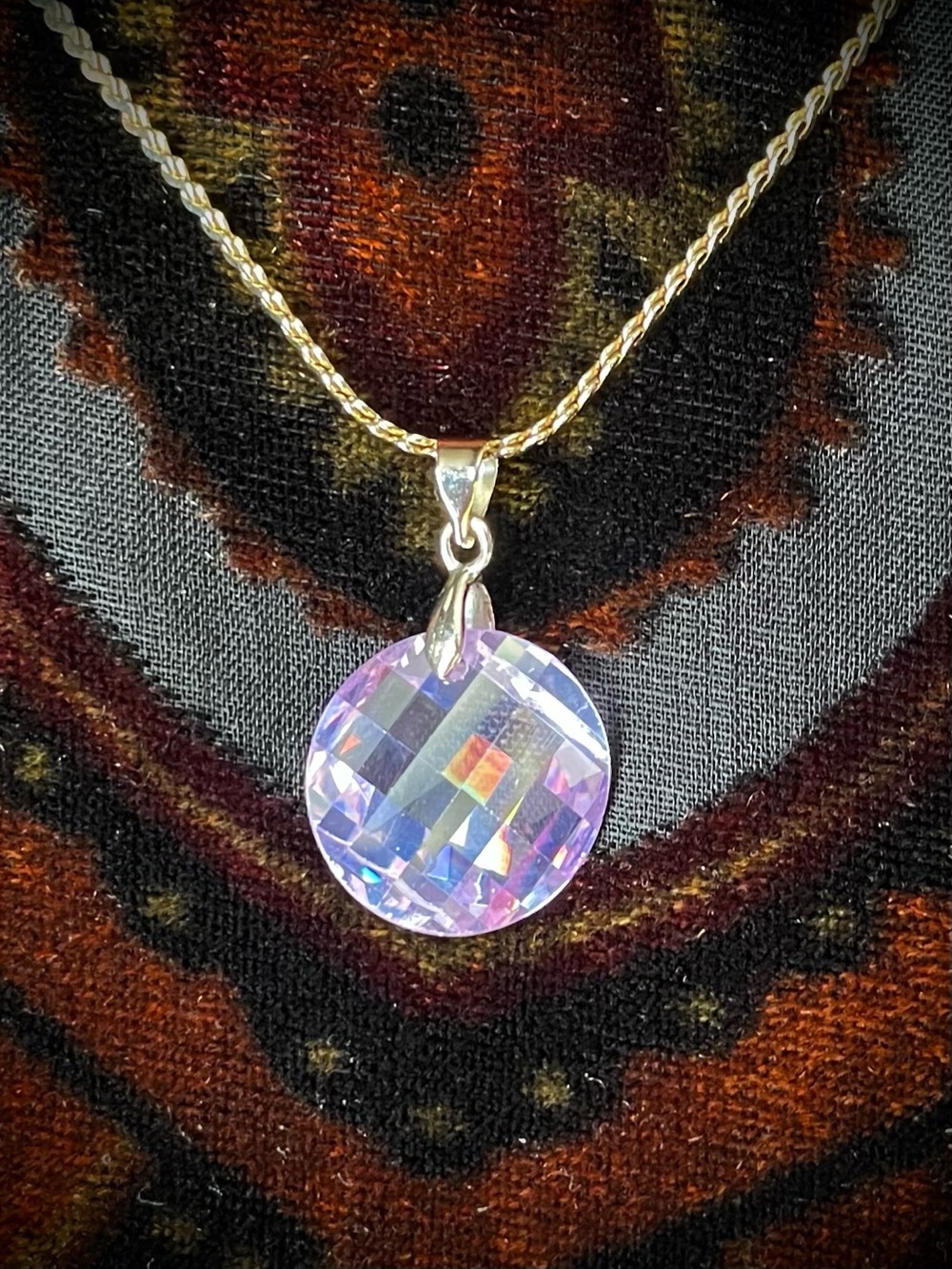 Purple Sparkly Vintage Swarovski Crystal Pendant 18k gold plated